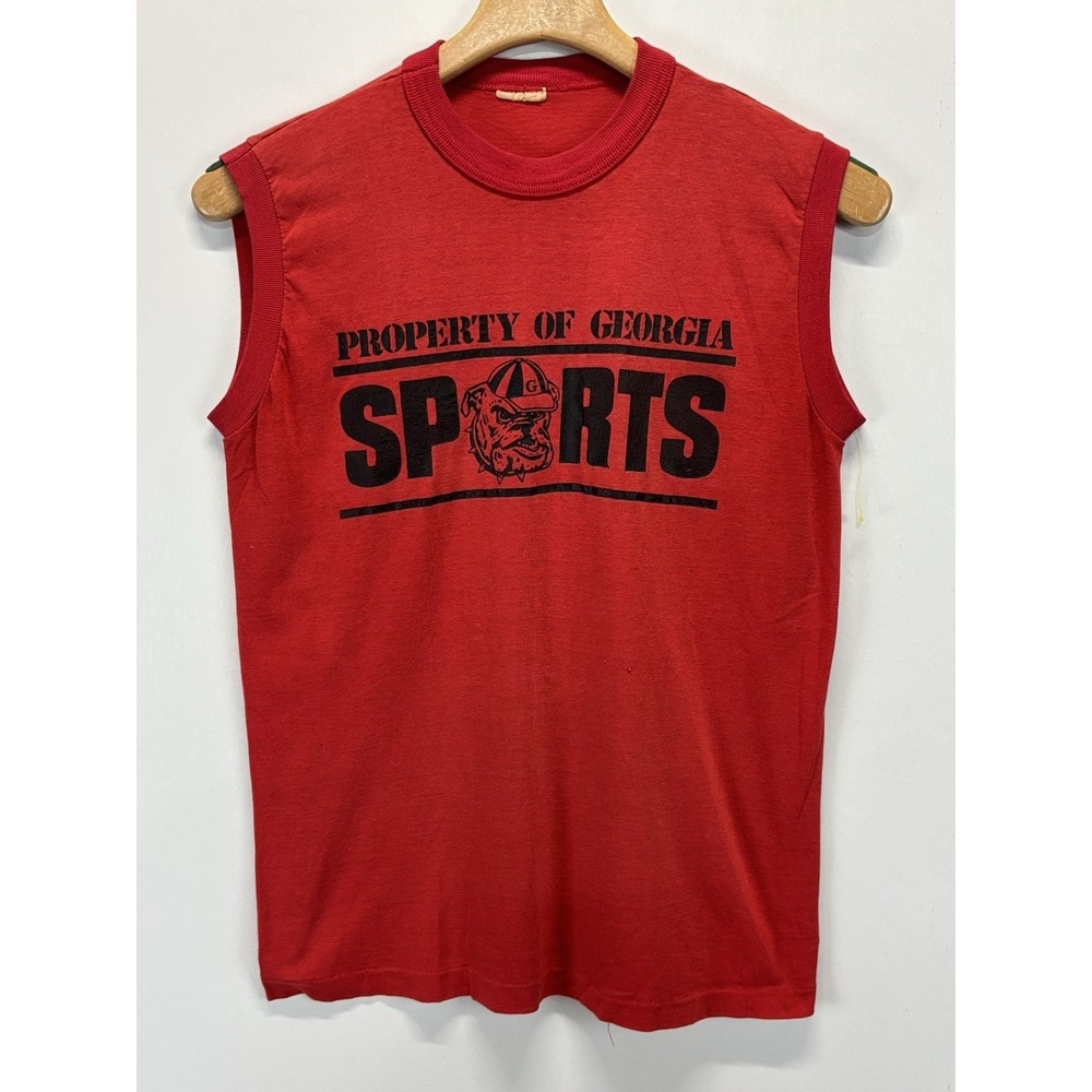 Vtg University Of Georgia UGA Muscle Tshirt Tank Top Red Bulldogs Paper Thin 70s